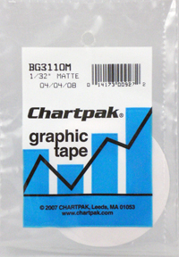 Chartpak Graphic Tape 1/32” x 648” Black Matte