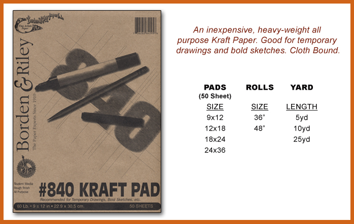 Borden & Riley #840 Kraft Paper Pad 9x12